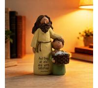 Jesus And Boy Figurine, Resin Christian Bible Verse Home Decor