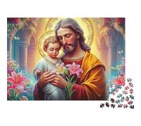 Jesus And Child Jigsaw Puzzles for Adults 1000 Piece Jesus Lilies Child Puzzle Challenging Game for The Whole for Women, Gifts for Men Home Decoration Puzzle 52x38cm/1000pcs