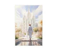 Jesus And Christ Bright Temple Peaceful And Inspiring Watercolor Canvas Poster Art Print Serene Monastery Wall Art Decor For Home Office
