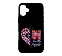 Jesus And Diamond Painting Are My Therapy Christian Tee Case for iPhone 16 Plus