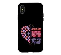 Jesus And Diamond Painting Are My Therapy Christian Tee Case for iPhone X/XS