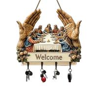 Jesus and Disciples Religious Wall Art Key Holder - Wall Mount Keychain Holder with Christian Keychains, Home Key Organizer, Perfect Housewarming Gift for Friends & Family (A)