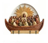Jesus and Disciples Religious Wall Art Key Holder - Wall Mount Keychain Holder with Christian Keychains, Home Key Organizer, Perfect Housewarming Gift for Friends & Family (E)
