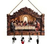 Jesus and Disciples Religious Wall Art Key Holder - Wall Mount Keychain Holder with Christian Keychains, Home Key Organizer, Perfect Housewarming Gift for Friends & Family (B)