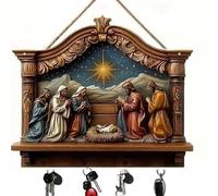 Jesus and Disciples Religious Wall Art Key Holder - Wall Mount Keychain Holder with Christian Keychains, Home Key Organizer, Perfect Housewarming Gift for Friends & Family (D)