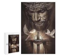 Jesus and Dove Christian Believer 1000 Pieces Puzzle Family Decorations Wooden Jigsaw Puzzle for Adults and Children Development Toys Games Toys Gift