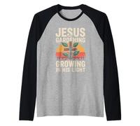 Jesus and Gardening Growing in His Light Raglan Baseball Tee