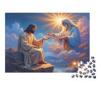 Jesus And God Father 1000 Piece Home Decor Puzzle for Adults Holy Divine Blessing Heavenly Religious Scene Premium Sturdy Vibrant Challenging Stress Relief 70x50cm/1000pcs