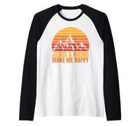 Jesus and Hiking Make Me Happy Fun for Unisex Hikers Raglan Baseball Tee
