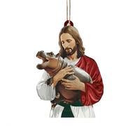 Jesus and Hippo Hanging Decoration,2D Acrylic Fun Pygmy Hippo Ornament,Cross for Car Mirror Hanging Christian Gifts for Men Women, Christmas Ornaments for Christmas Tree,Gift of Humor,Love,and Faith