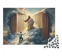 Jesus And Holy Book Challenging 1000 Piece Jigsaw Puzzle for Adults Sacred Heavenly Scripture Spiritual Faith Moment Premium Sturdy Vibrant Stress Relief 38x26cm/1000pcs