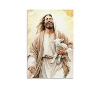 Jesus And Lamb Canvas Wall Art Pictures Bible Story Jesus Finds The Lost Lamb Prints Christian Salvation Wall Decor Poster Jesus Laughing Room Aesthetic Print Art Wall Canvas Modern Bedroom Decor 08x1