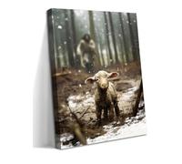 Jesus and Lamb Christian Wall Art, Jesus Saves the Lost Lamb Canvas Wall Decor, Jesus Lamb of God Posters Paintings Prints for Living Room, Bedroom, Prayer Room or Office, Framed 16x24 inch