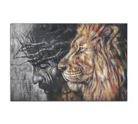 Jesus And Lion Christians God Canvas Art Print Office Family Bedroom Decorative Posters Gift Wall Decor Poster 24x36inchs(60x90cm) Unframe-style