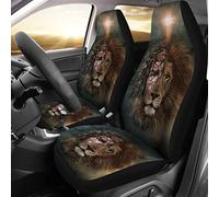 Jesus And Lion Of Judah Under The Halo 2 Pcs Car Seat Protector Machine Washable Car Seat Cover Comfortable Bucket Seats Covers Universal Fit Sedan Mpv Suv
