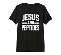 Jesus and Peptides Stack Fitness Biohacker Gym Science Bible Premium T-Shirt