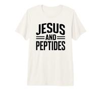 Jesus and Peptides Stack Fitness Biohacker Gym Science Bible Premium T-Shirt