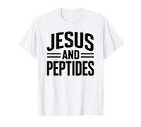 Jesus and Peptides Stack Fitness Biohacker Gym Science Bible T-Shirt