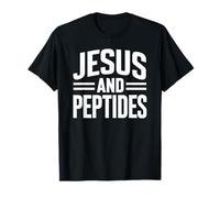 Jesus and Peptides Stack Fitness Biohacker Gym Science Bible T-Shirt