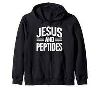 Jesus And Peptides Stack Fitness Biohacker Gym Science Bible Zip Hoodie