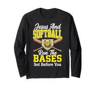 Jesus and Softball Run The Bases Set Before You Long Sleeve T-Shirt