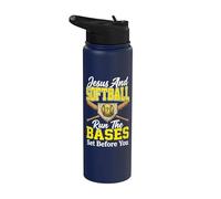 Jesus and Softball Run The Bases Set Before You Stainless Steel Insulated Water Bottle