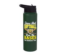 Jesus and Softball Run The Bases Set Before You Stainless Steel Insulated Water Bottle