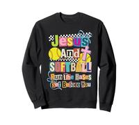 Jesus And Softball Run The Bases Set Before You Sweatshirt