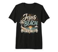 Jesus and The Beach that is All I Need Coastal Faith Premium T-Shirt