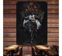 Jesus and The Knight Templar Flag with 4 Grommets Custom Personalized Christian Crusade Poster Mural Vintage Wall Decor Banner