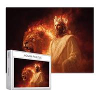 Jesus and The Lion 1000 Piece Jigsaw Puzzles for Adults Flame Scene Art Jigsaw Puzzle Challenging Family Activity Games Colorful DIY Craft Puzzle for Home Decor Gifts 27×20 Inches
