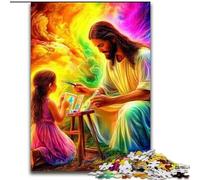 Jesus And The Little Girl Jigsaw Puzzles for Teenagers, Family Fun Games Fun at Home Activities, Birthday Present, Travel Gifts (size 50x75cm)