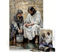 Jesus And The Samaritan Woman 1000 Piece Jigsaw Puzzles for Adults Jigsaw Brain Think Pastime Game Real Challenge Xmas Santa Gift (38x26cm)