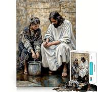 Jesus And The Samaritan Woman 1000 Piece Jigsaw Puzzles for Adults Jigsaw Brain Think Pastime Game Real Challenge Xmas Santa Gift (38x26cm)