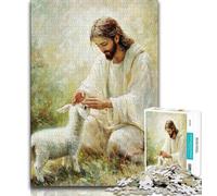 Jesus And The Sheep Jigsaw Puzzles for Adults Teenagers Jigsaws Puzzle,Toys Educational Games Stress Relieving Wall Decoration (75x50cm)