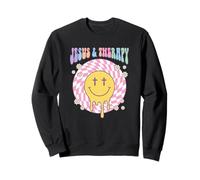 Jesus and Therapy Retro Smile Groovy Happy Face Sweatshirt