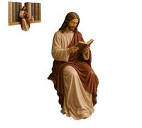 Jesus and Virgin Mary Reading Bookshelf Figurines - 4 Inch Religious Shelf Sitter Set, Christian Resin Book Lover Decor for Home Office Bookcase, Catholic Gift for Prayer Corner (02#)