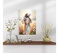 Jesus And White Lamb Canvas Poster Art Print Christ Christianity Religious Spiritual Wall Art Decor For Home Office Aesthetic Wall Decor