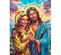 Jesus And Woman in A Flower Garden 300 Piece Premium Jigsaw Puzzle Science Fiction Magical Dream Adult Jigsaws Brain Training Hobby Home Decor Winter Gift Unique Shaped Recycled Cardboard 300 PCS