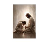 Jesus And Woman Wall Art, Christian Repentance And Forgiveness Poster, Christ Religious Poster Print for Church LDS Home Living Room Unframe-style-3 12x18inch(30x45cm)