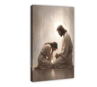 Jesus And Woman Wall Art, Christian Repentance And Forgiveness Poster, Christ Religious Poster Print for Church LDS Home Living Room Frame-style-3 20x30inch(50x75cm)