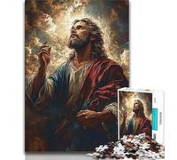 Jesus Art Puzzles for Adults Teens 1000 Pieces,Challenging To Complete But Fun And Humorous with Matching Poster And Trivia Sheet (38x26cm)