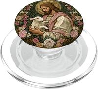 Jesus as Good Shepherd Holding Gentle Lamb PopSockets PopGrip for MagSafe
