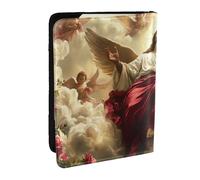 Jesus Ascended to The Rose Printed Passport Holder,Travel Pu Leather Passport Cover Case Organiser for Men Women,6.5 Inch