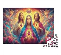 Jesus Ascension 1000Pc Sustainable Jigsaw Puzzles | for Adults Teens Mary & Two Men with Hearts Fun Family Activity & Gift 38x26cm/1000pcs