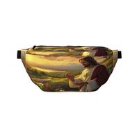 Jesus at Sunset Fanny Pack for Women Man,Religious Christ Church Waist Belt Bag Crossbody for Sports Travel Hiking Running Jogging