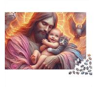 Jesus Baby Cat 1000pc Thick Cardboard Jigsaw Puzzle for Stress Relief Seekers Christmas Gathering Home Decor Home Leisure Time Social Icebreaker 38x26cm/1000pcs