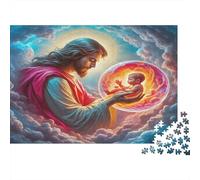 Jesus & Baby in Orb 1000 Piece Puzzle Divine Infant Jesus Precision-cut Interlocking Pieces Vivid Colors Detailed Artwork For Adults 52x38cm/1000pcs