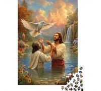 Jesus Baptism Scene 1000 Pieces Recycled Puzzle Adults Reusable Stress Relief Challenging Fun Brain Teaser 52x38cm/1000pcs
