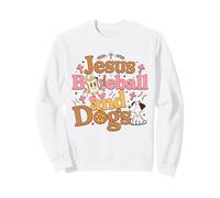Jesus Baseball and Dogs Shirt Retro Christian Dog Lover Mom Sweatshirt